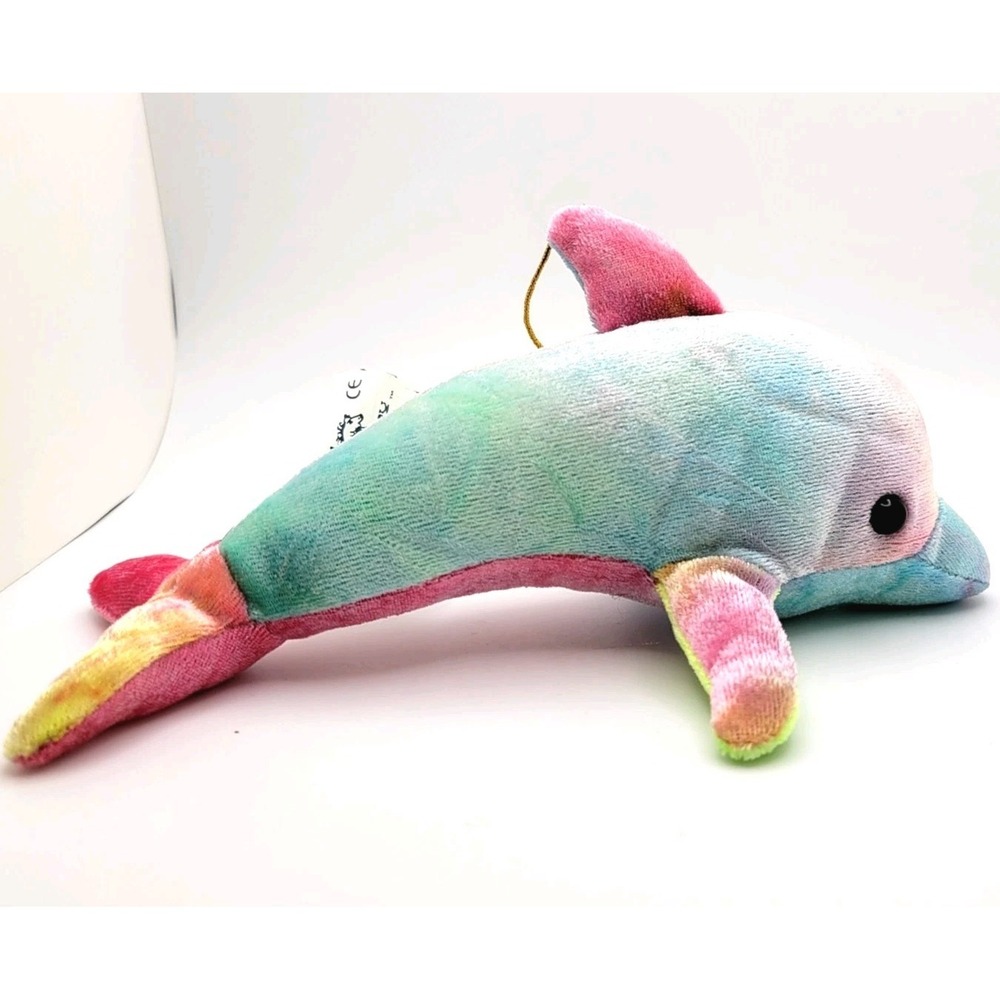 VTG 1999 Carousel Toy Dolphin Plush 7.5" Pastel Stuffed Animal Ornament